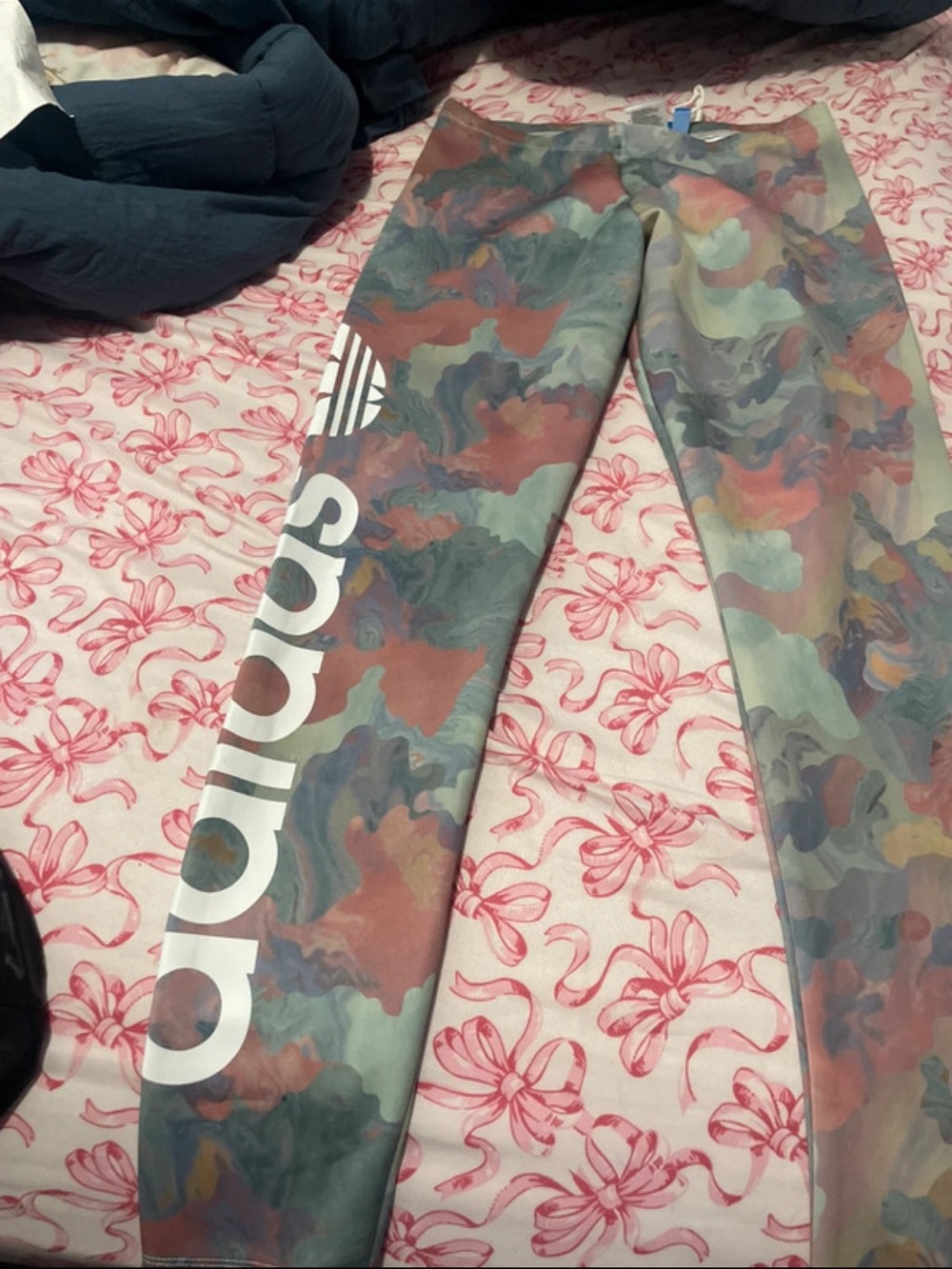 adidas Multicolor Camo Print Leggings with White Logo